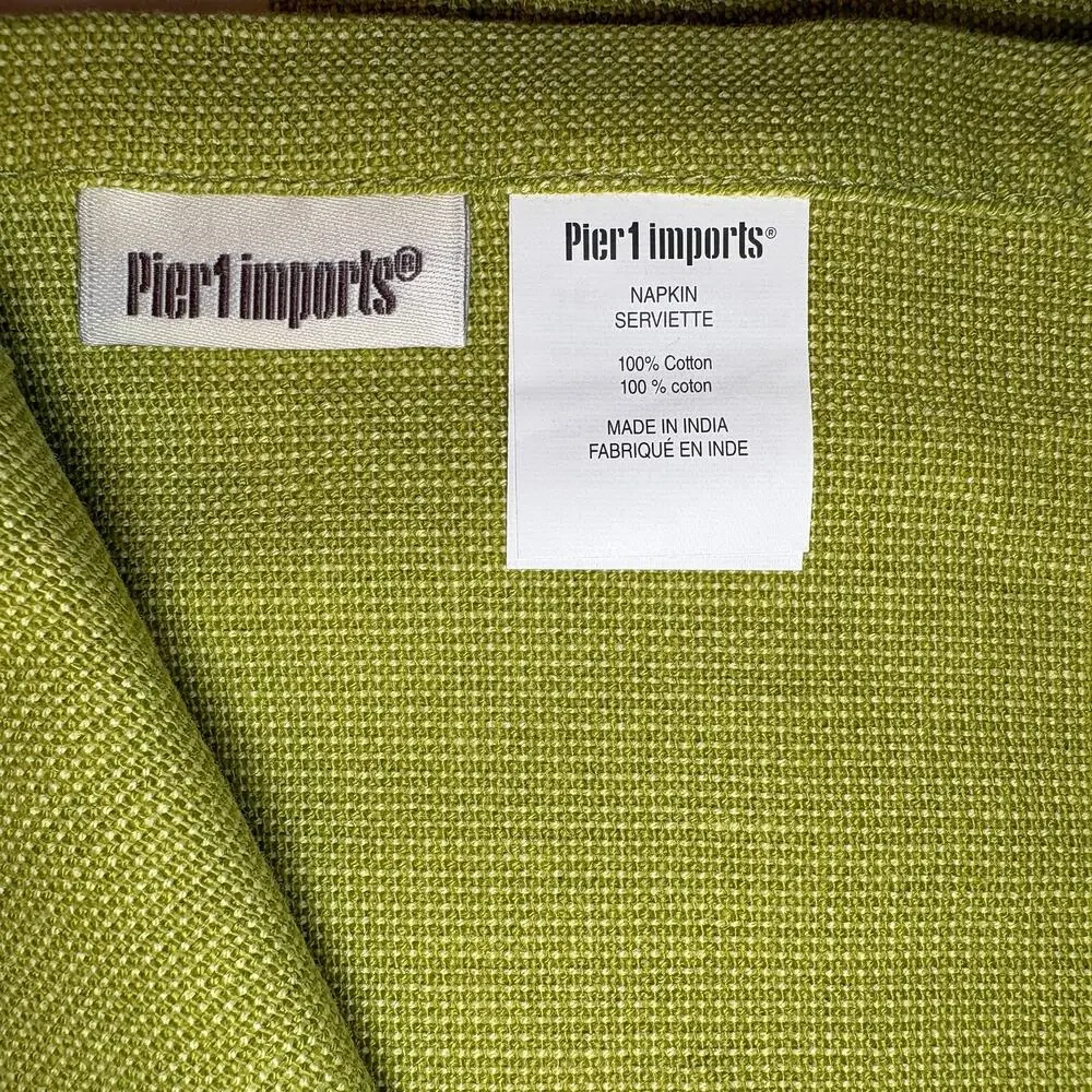 Set 6 Pier 1 Cotton Green Square Napkins